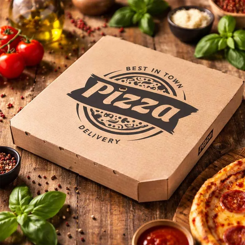 100 Boîtes à pizza kraft 29x29 cm coins cassés