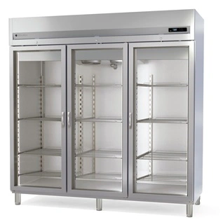 Armoire GN2/1 côtés emboutis positive 3 portes vitrées 2197 L