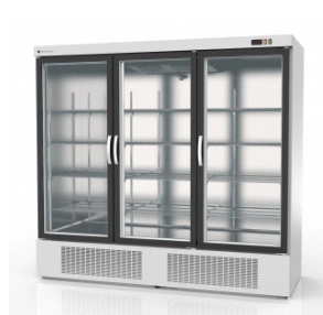 Armoire gourmet 3 portes vitrées positive extérieur blanc intérieur inox