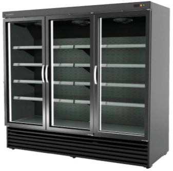 Armoire gourmet 3 portes vitrées positive extérieur noir intérieur inox