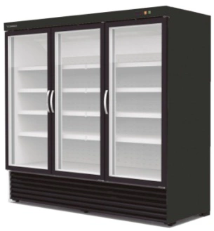 Armoire gourmet 3 portes vitrées positive extérieur noir intérieur inox