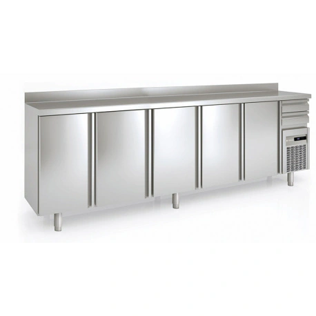 Arrière bar positif 5 portes et 2 tiroirs neutres 863 L