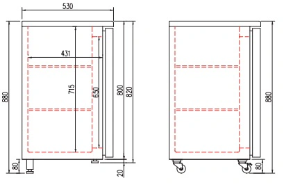 Arrière-bar positif 2 portes pleines battantes 325 L