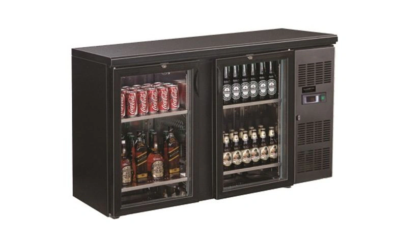 ARRIÈRE BAR RÉFRIGÉRÉE NOIR 2 PORTES EN VERRE