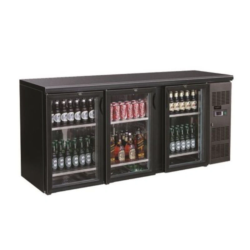 ARRIÈRE BAR RÉFRIGÉRÉE NOIR 3 PORTES EN VERRE