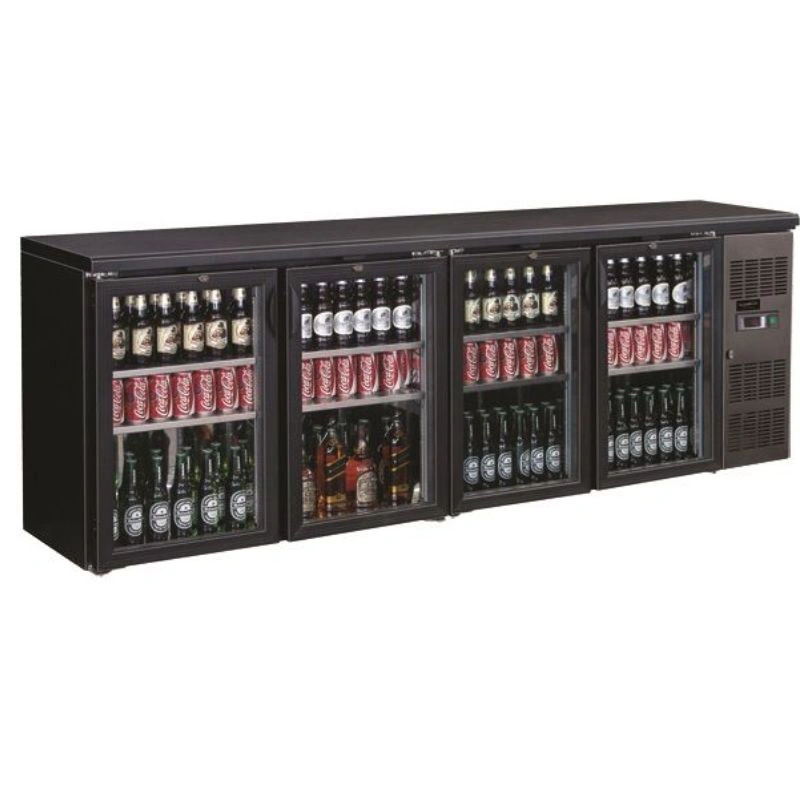 ARRIÈRE BAR RÉFRIGÉRÉE NOIR 4 PORTES EN VERRE