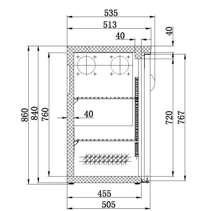 ARRIÈRE BAR RÉFRIGÉRÉE NOIR 4 PORTES EN VERRE