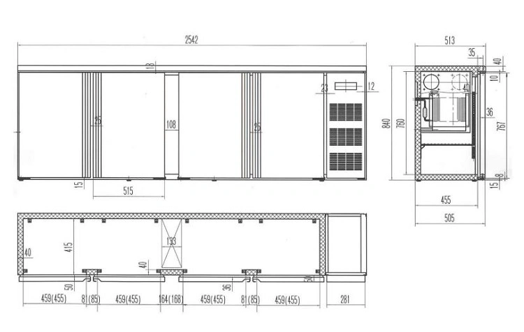 Arrière de bar 4 portes - 605L