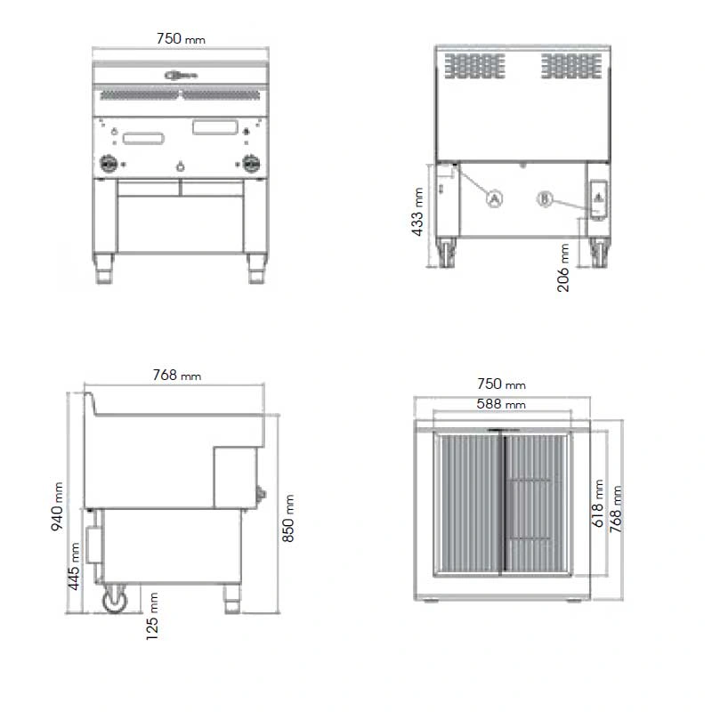 Barbecue à gaz professionnel compact inox