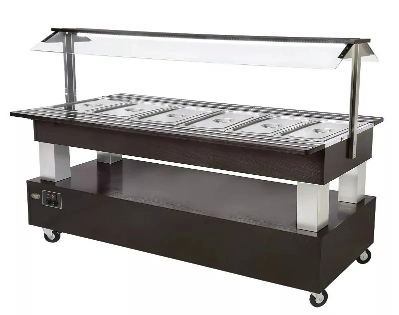 Buffet salad’bar traversant chauffant – 6 bacs GN 1/1