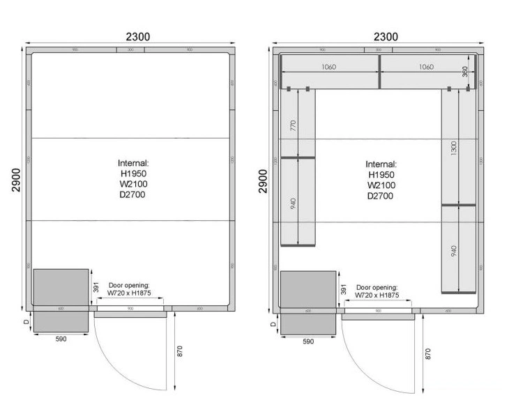 Chambre froide positive 80mm - 10564L