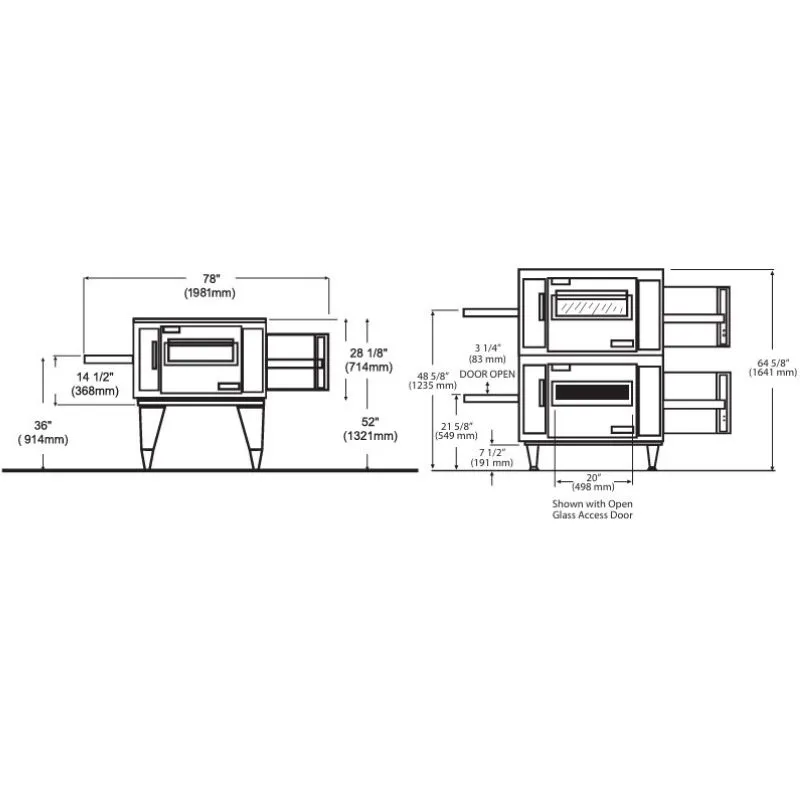 Four Convoyeur Gaz Tapis 80cm Double Étages