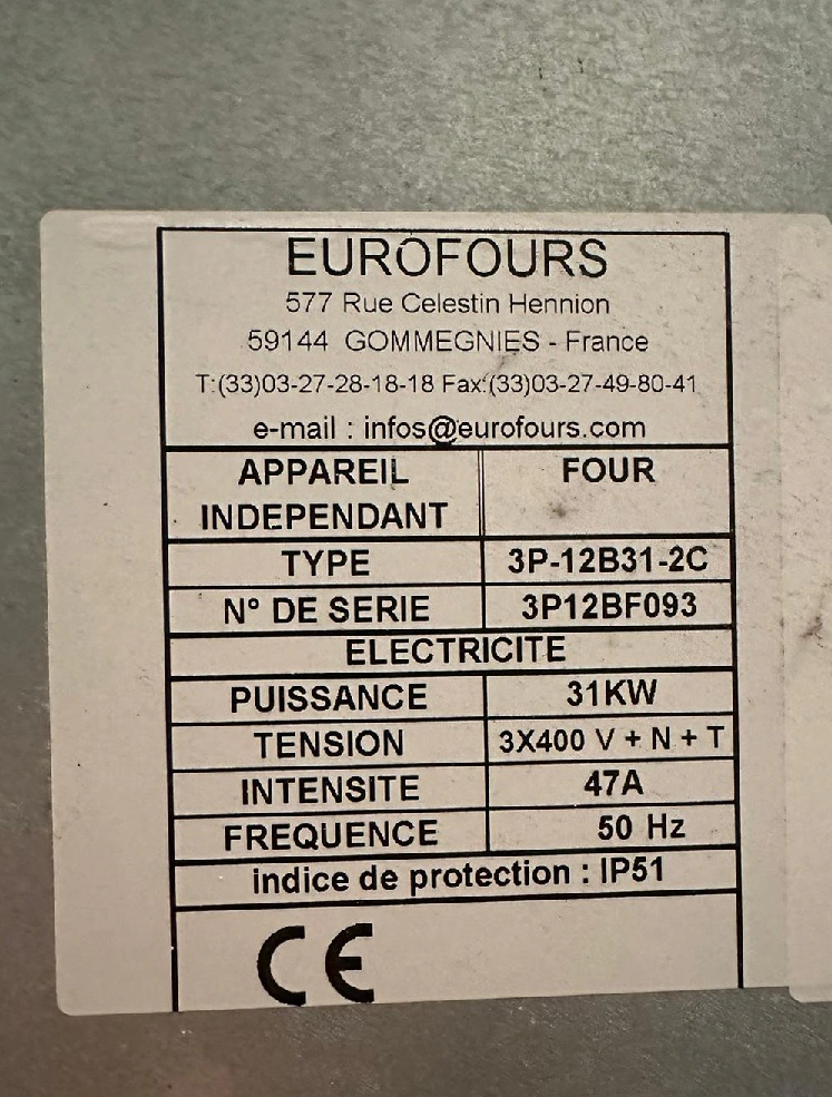 Four électrique à chariot fixe 400x800 ou 400x600 d'Occasion