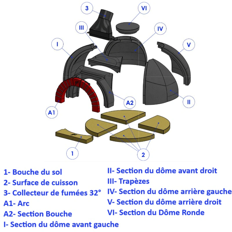 Four en kit bois ou gaz 5 pizzas 100x100 cm