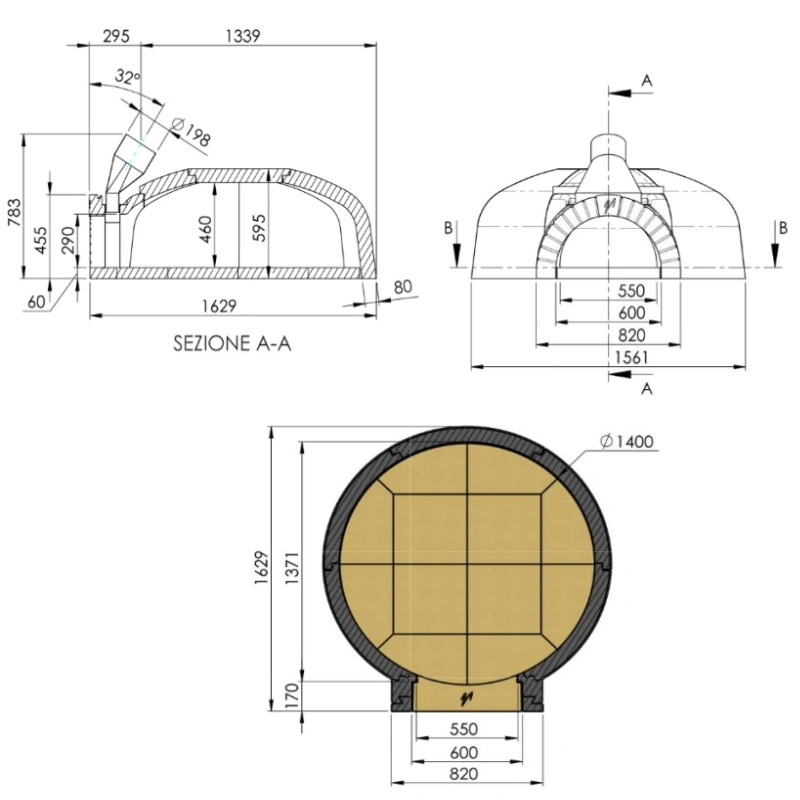 Four en kit bois ou gaz 9 pizzas 140x140 cm
