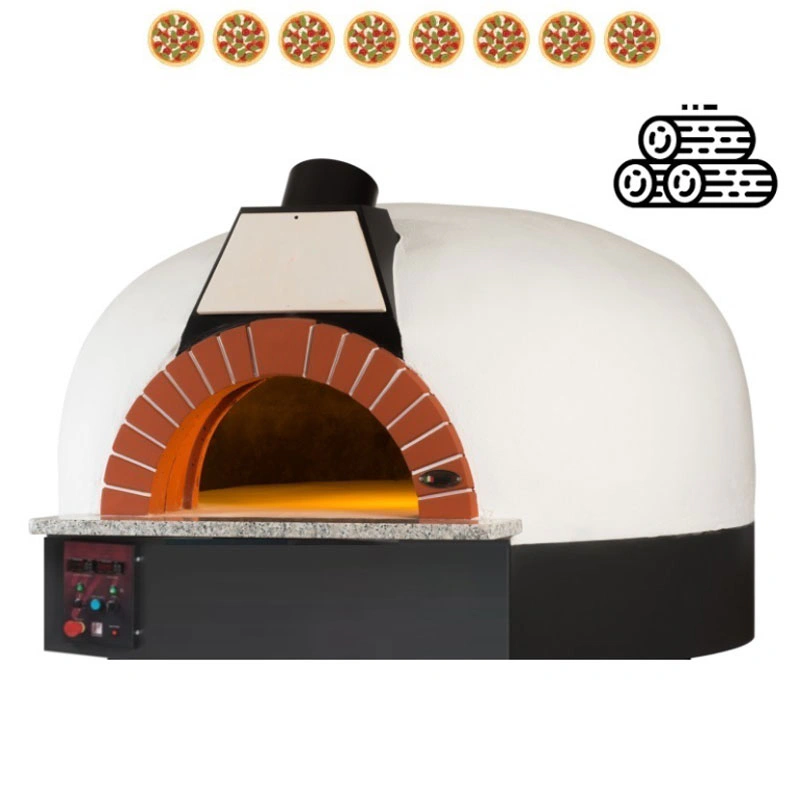 Four rotatif à Bois 8 pizzas finition coupole Blanc