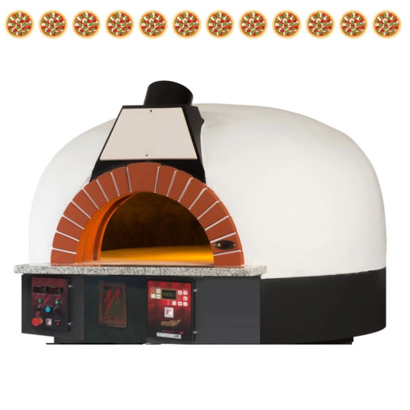 FOUR ROTATIF Bois et Gaz 12 pizzas finition coupole Blanc