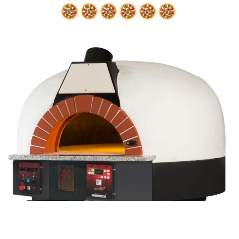 FOUR ROTATIF Bois et Gaz 6 pizzas finition coupole Blanc