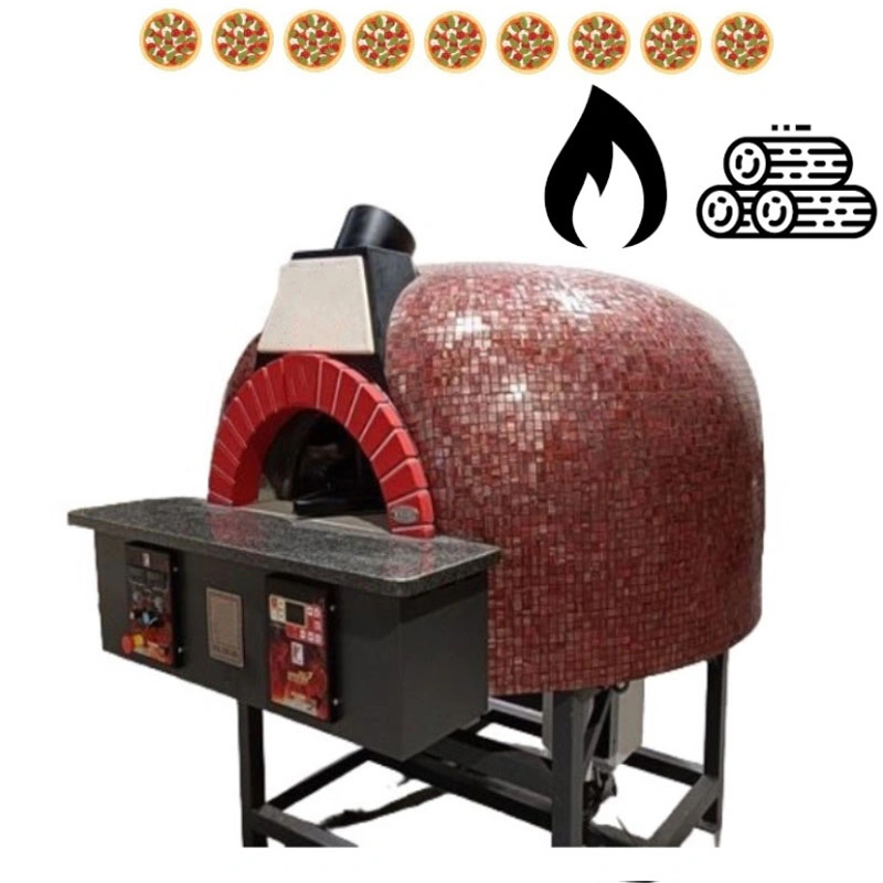 Four rotatif bois/gaz avec revêtement en mosaïque