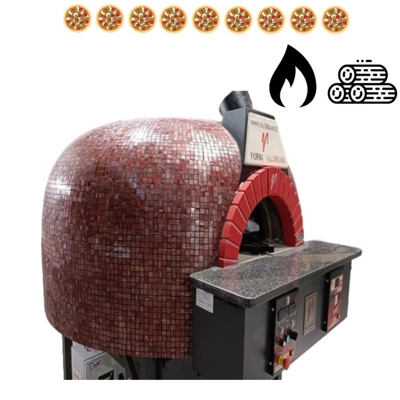 Four rotatif bois/gaz avec revêtement en mosaïque