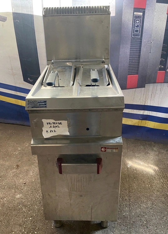 Friteuse à gaz 2 cuves de 7L sur armoire d'Occasion