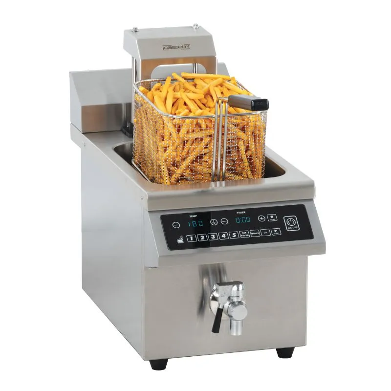 Friteuse induction avec vanne de vidange et relevage automatique 8 litres