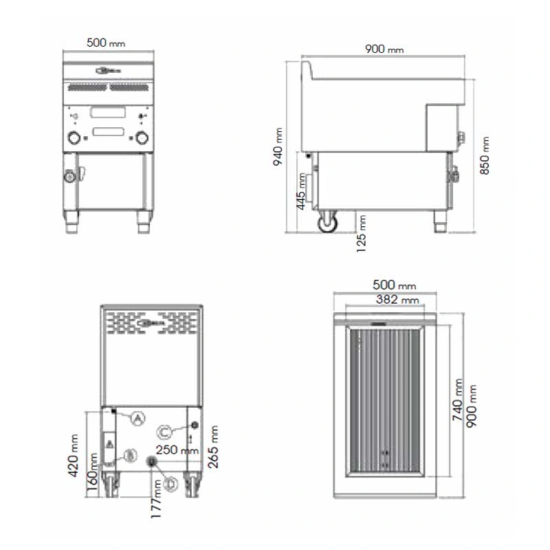 Gril professionnel à gaz inox compact et efficace