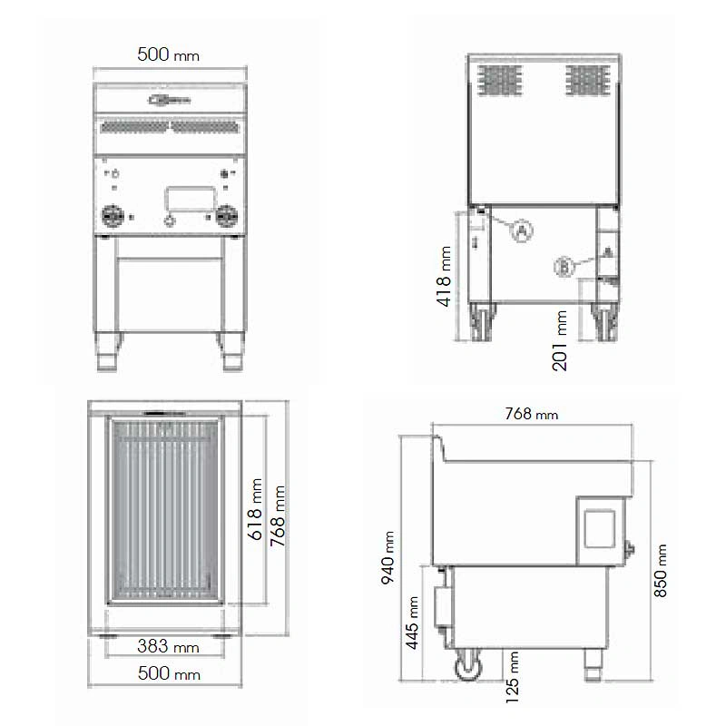 Gril professionnel à gaz inox compact