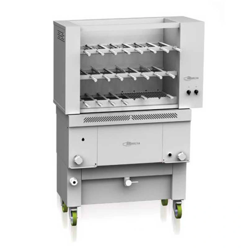 Gril rotatif à gaz inox 20 brochettes