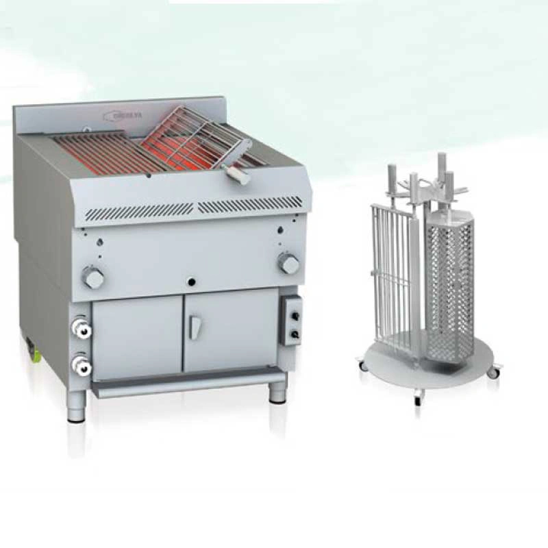 Gril rotatif à gaz inox multifonctionnel