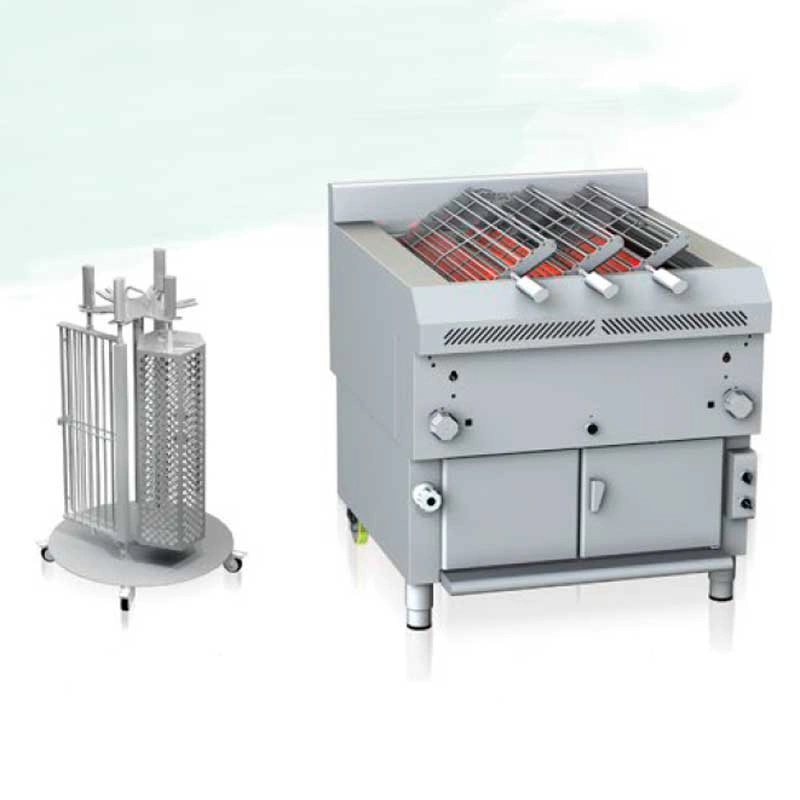 Gril rotatif à gaz inox trois grilles
