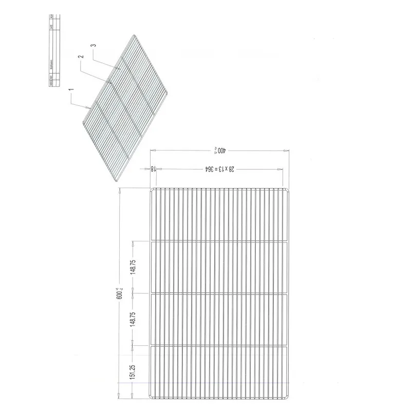 GRILLE EN ACIER INOXYDABLE 2/1 GN