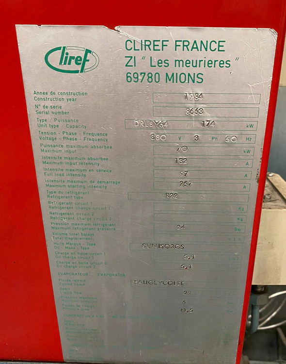 Groupe d'eau glacée CLIREF à 2 compresseurs