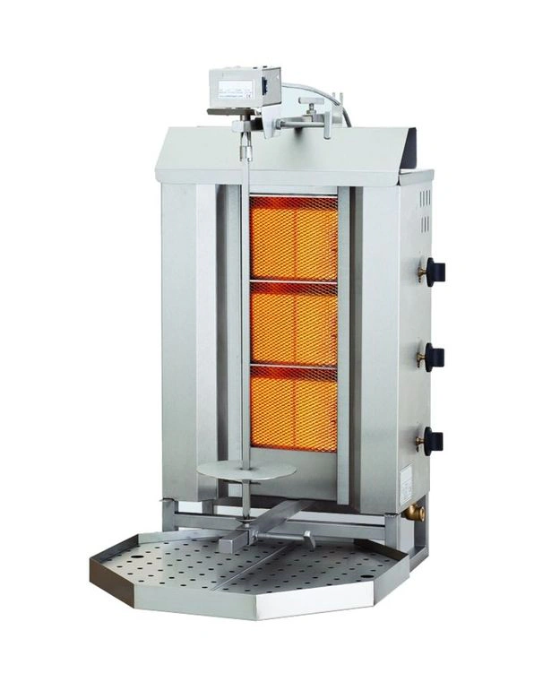 GYROS GRIL DE GAZ MOTEUR AU-DESSUS 3 ZONES DE CHAUFFAGE