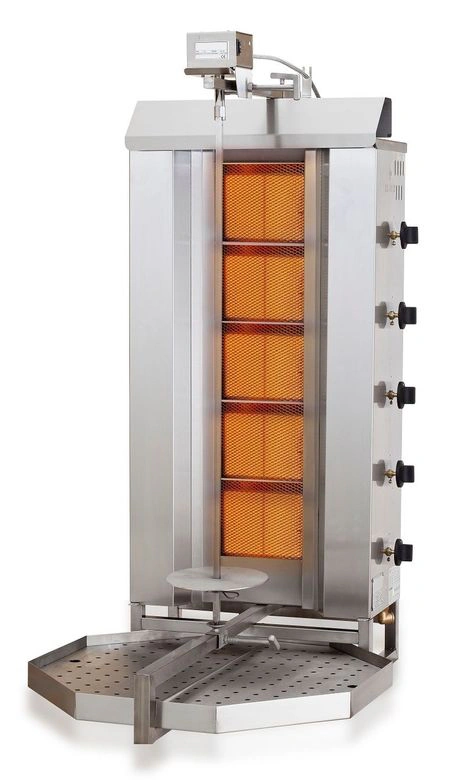 GYROS GRIL DE GAZ MOTEUR AU-DESSUS 5 ZONES DE CHAUFFAGE
