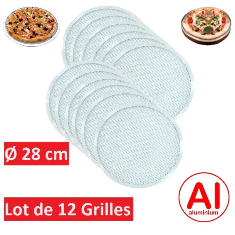 Lot de 12 grilles à pizza Ø 280 mm en aluminium