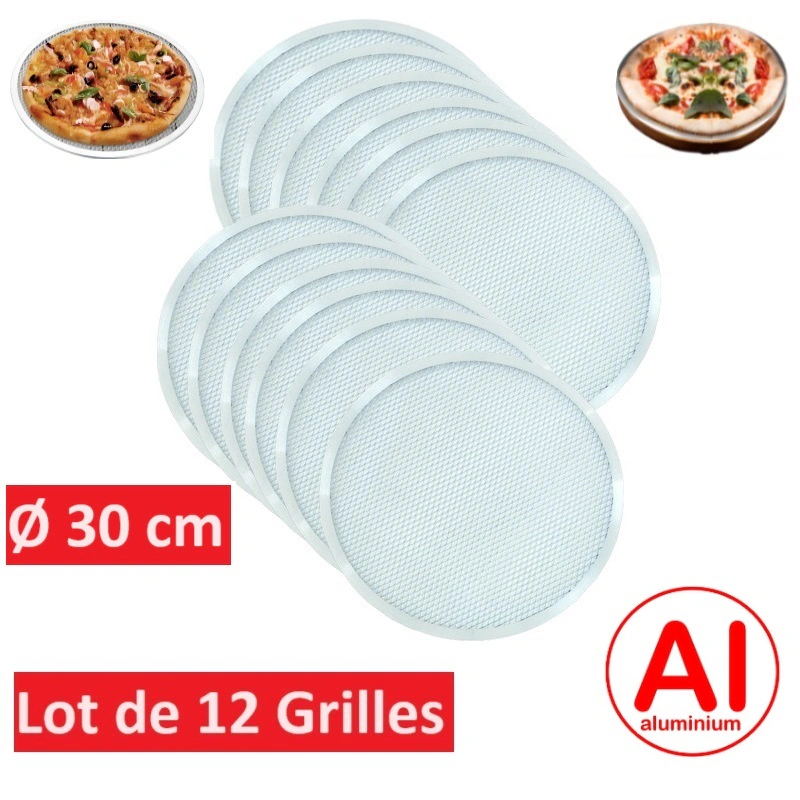 Lot de 12 grilles à pizza Ø 300 mm en aluminium