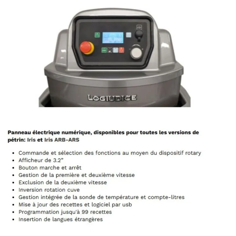 Pétrin à spirale 125 kg de farine