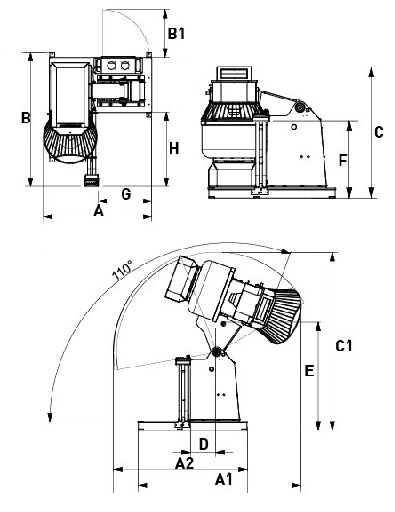 Pétrin Spiral auto-basculant 230V 100kg farine
