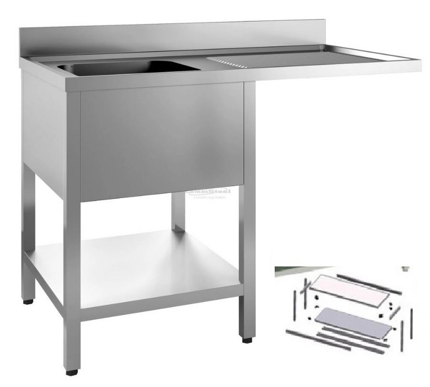Plonge Inox démontable 1 Bac à gauche 1400x700