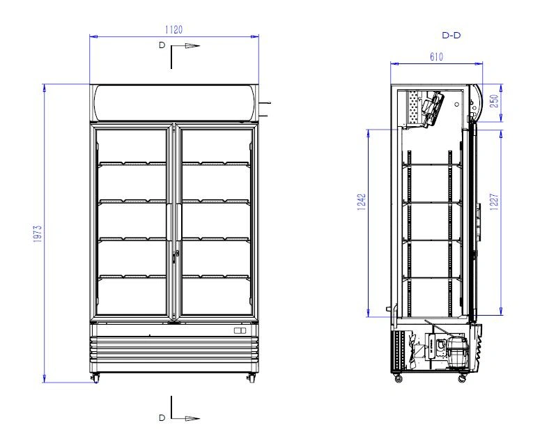 Réfrigérateur 2 portes en verre 670L