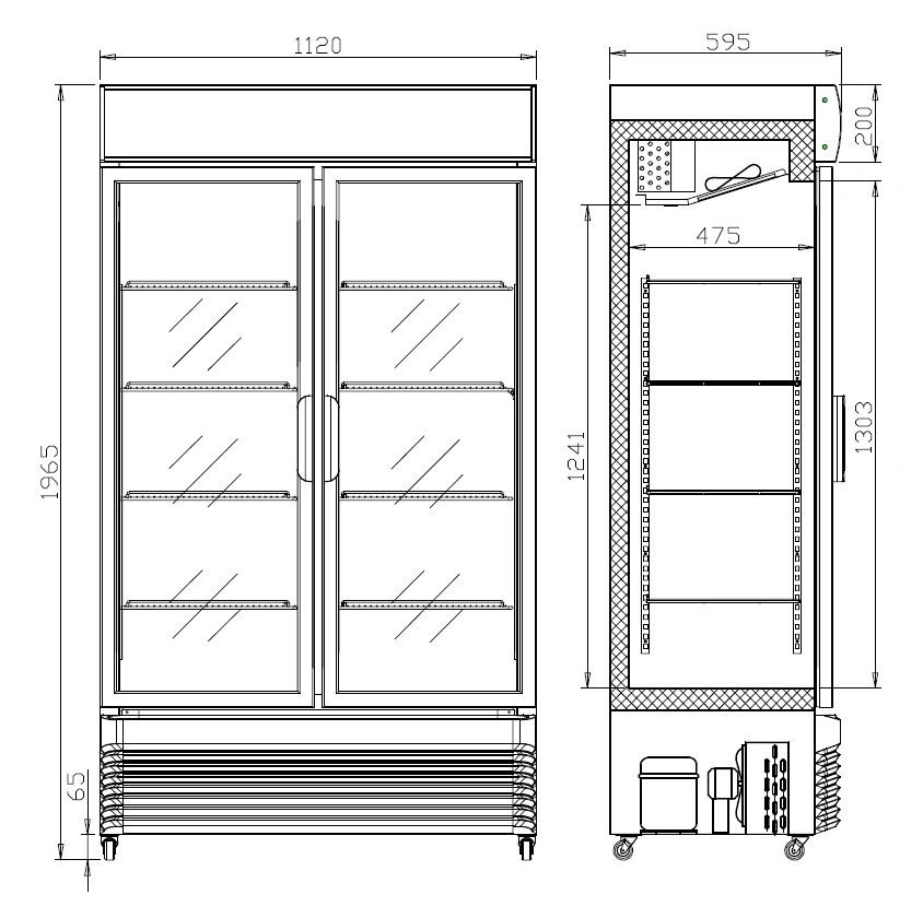 Réfrigérateur 2 portes en verre 750L