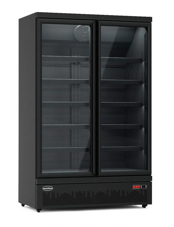 RÉFRIGÉRATEUR 2 PORTES EN VERRE NOIR JDE-1000R BL