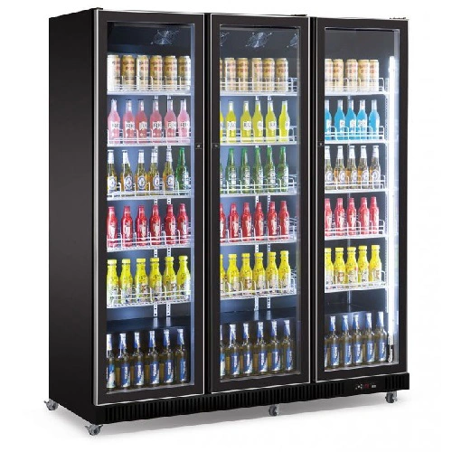 Réfrigérateur 3 portes en verre noir