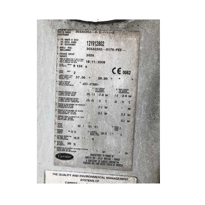 Refroidisseur de liquide refroidi 352 Kw