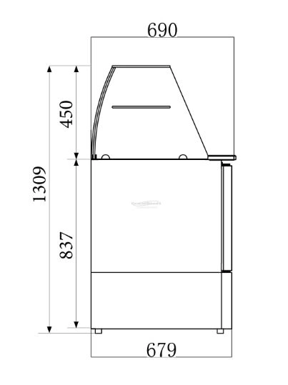 Saladette 2 portes GN1/1 vitre courbé