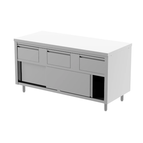 Table armoire 1000 X 600 X 850 mm portes coulissantes et tiroirs