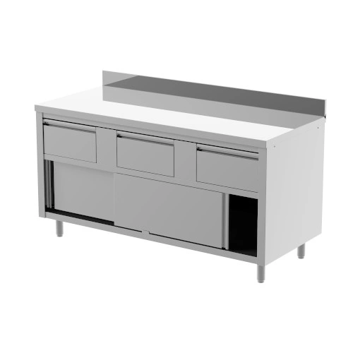 Table armoire 1000 X 600 X 890 mm portes coulissantes et tiroirs