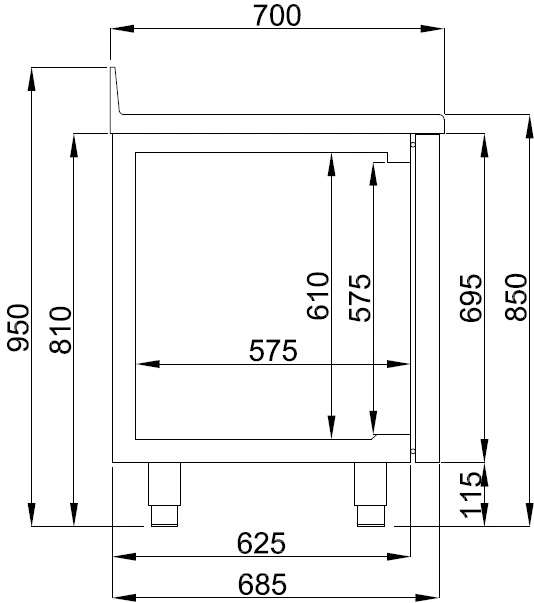 TABLE RÉFRIGÉRÉE BORD RELEVÉ 2 PORTES