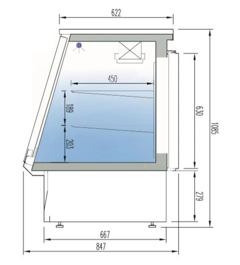 Vitrine de presentation refrigeree 2 portes 1,3m